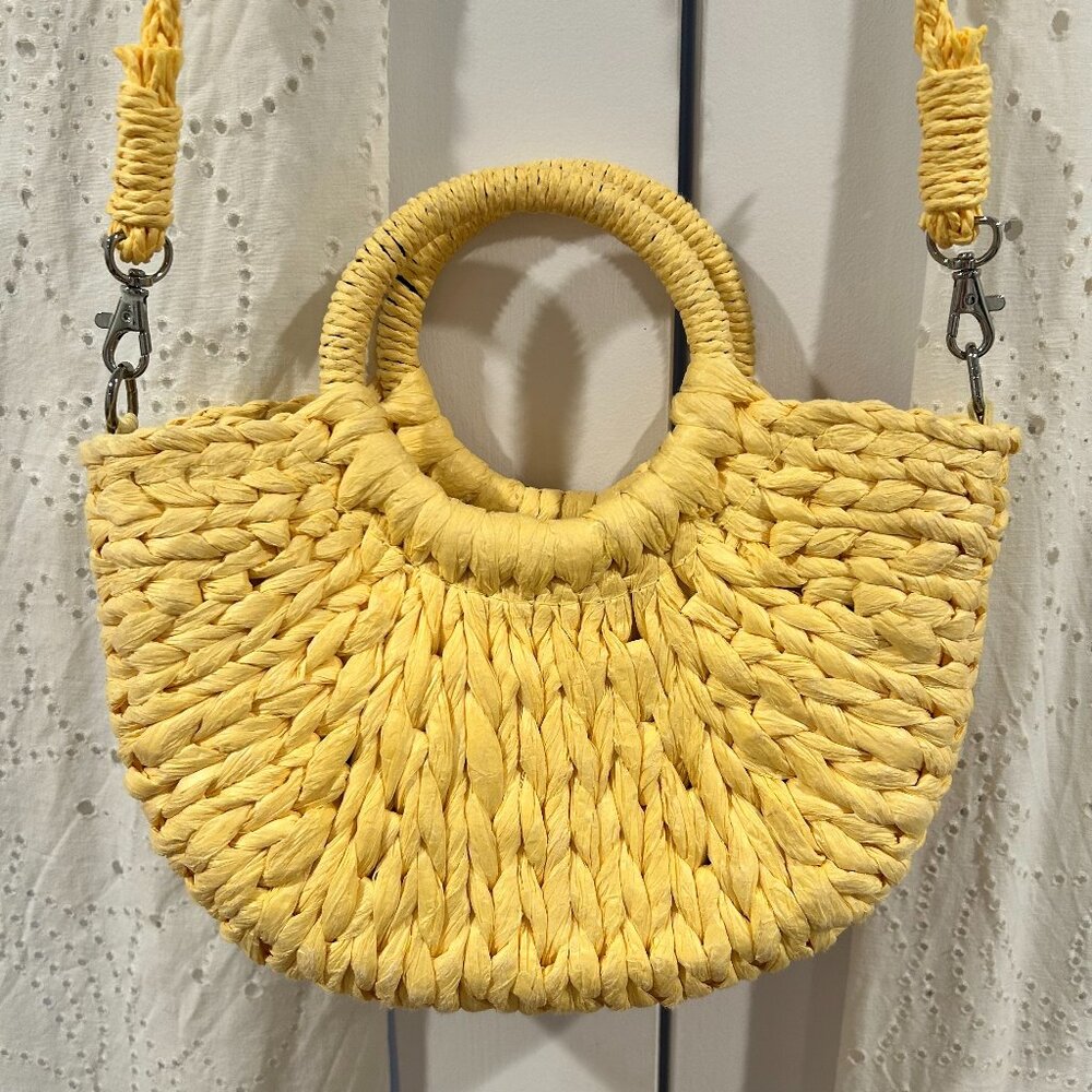 Summer Yellow Woven Bag NWOT